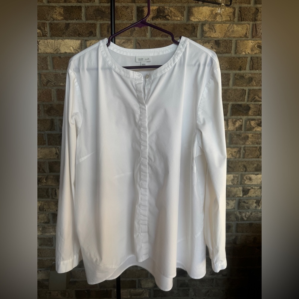 J.Jill White Shirt Collection A Line Hidden Button Up Shirt Tunic XL